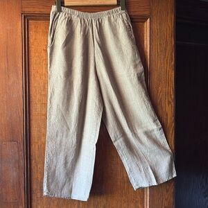 FLAX linen women's taupe Wide Leg Pants